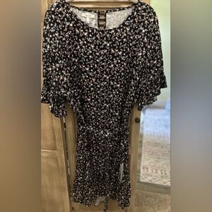 Maurices, Black/Pink/White Floral Dress, XL. NWT.